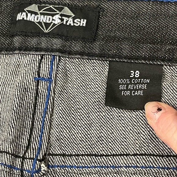 🌸  Diamond Stash mens black denim jeans with paint splatters size 38 - Picture 9 of 13